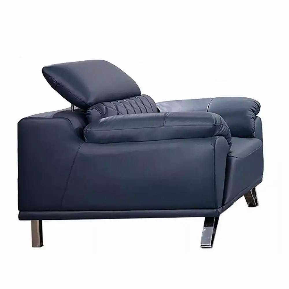 American Eagle Furniture Navy Blue Top Grain Leather Accent Chair