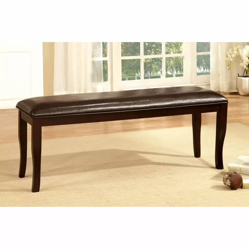 Furniture of America Tula Padded Espresso Faux Leather and Espresso Wood Bench