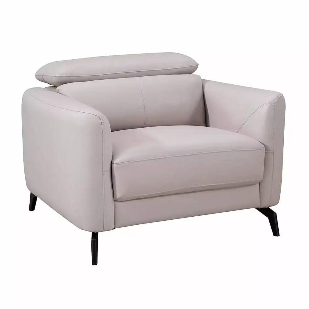 American Eagle Furniture Genuine Leather Accent Chair Light Gray Elegant Home Decor