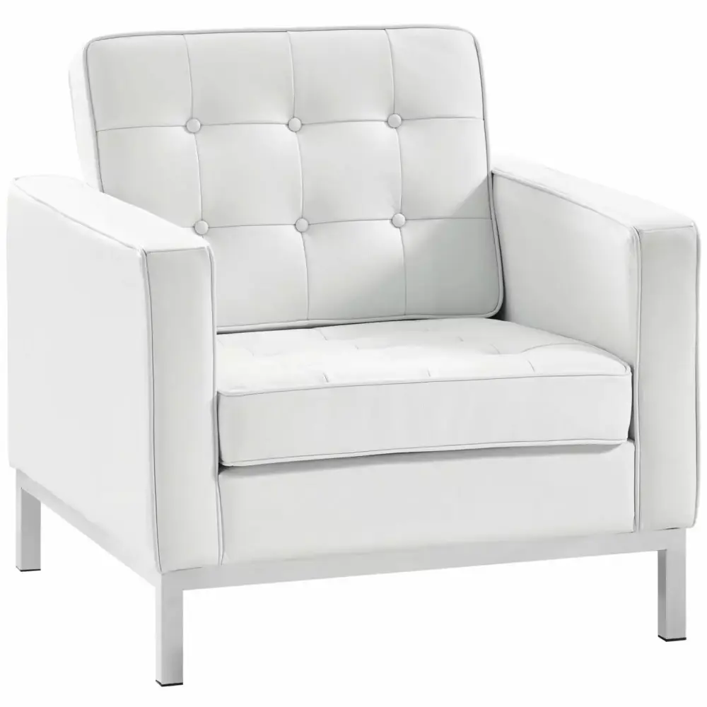 Modern Contemporary Urban Design Living Lounge Room Armchair in White Leather