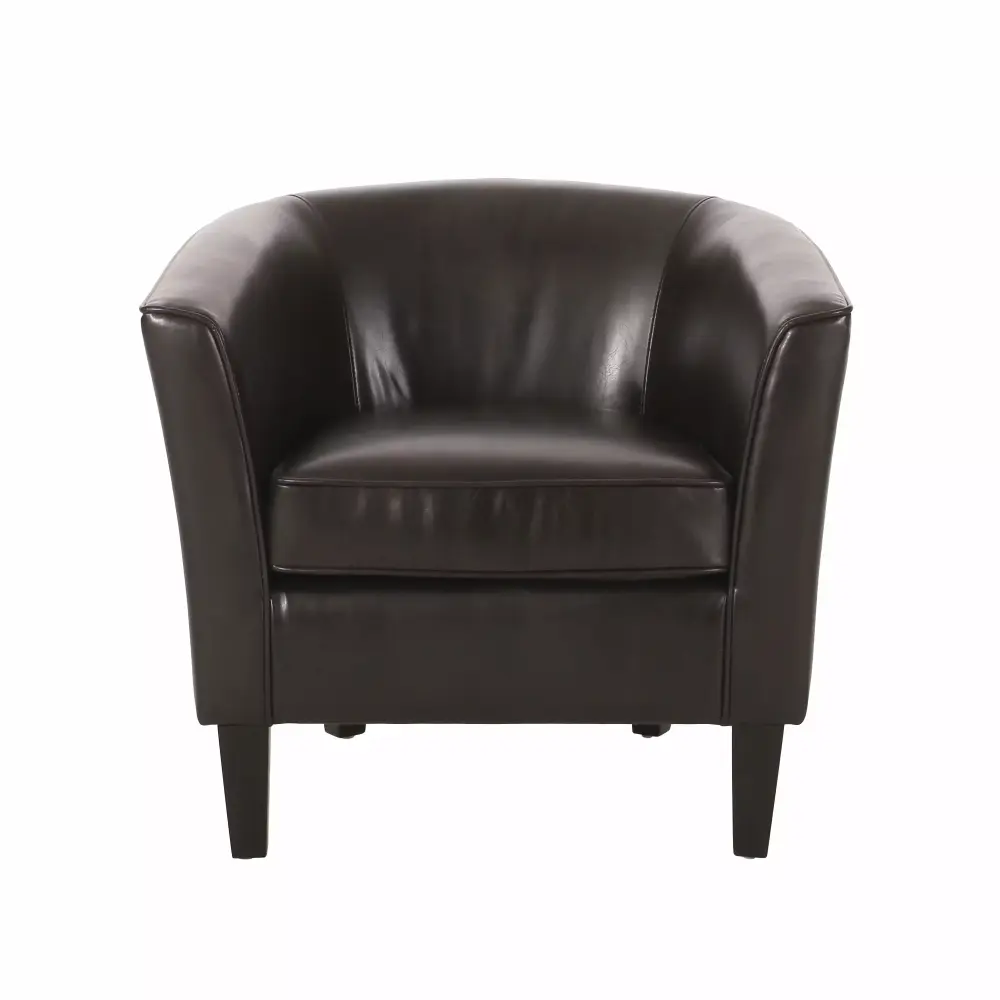 GDF Studio Arias Brown Bonded Leather Tub Club Chair - Dark Brown Finish