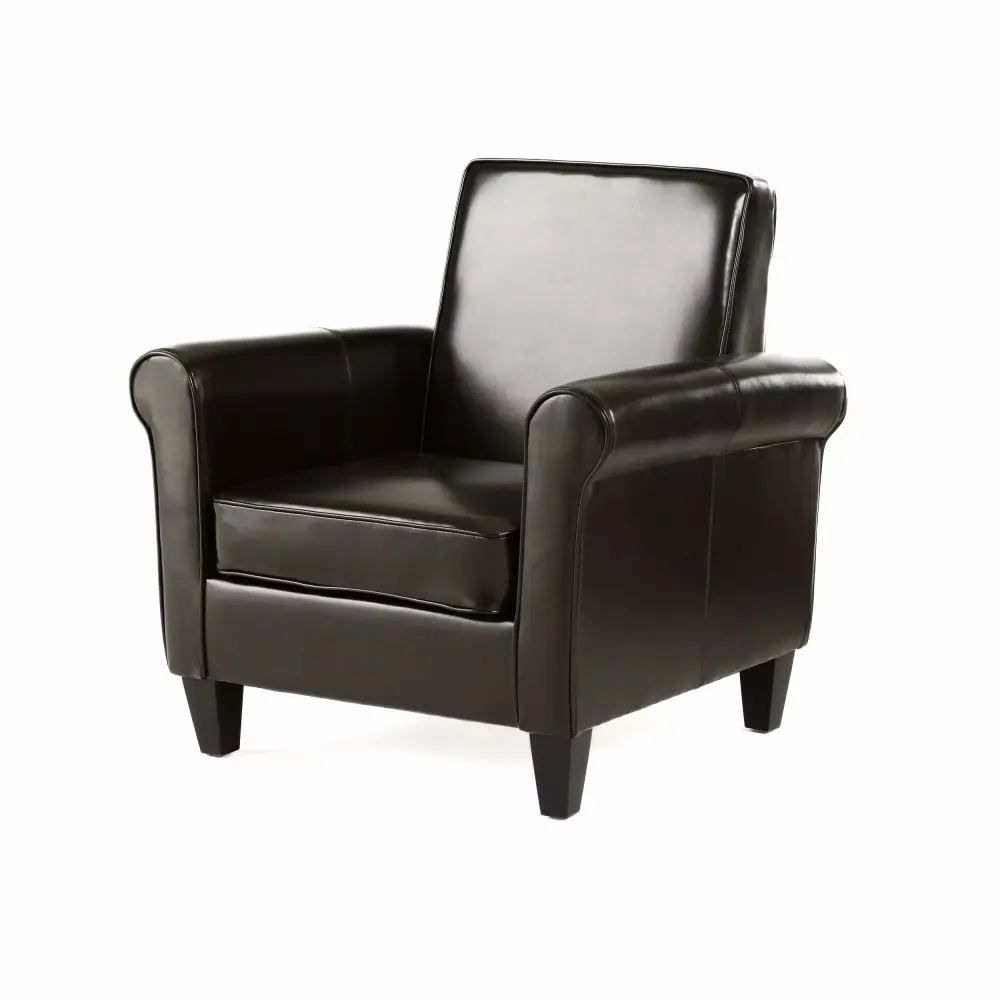Ector Bonded Leather Club Chair Brown Modern Living Room Seating