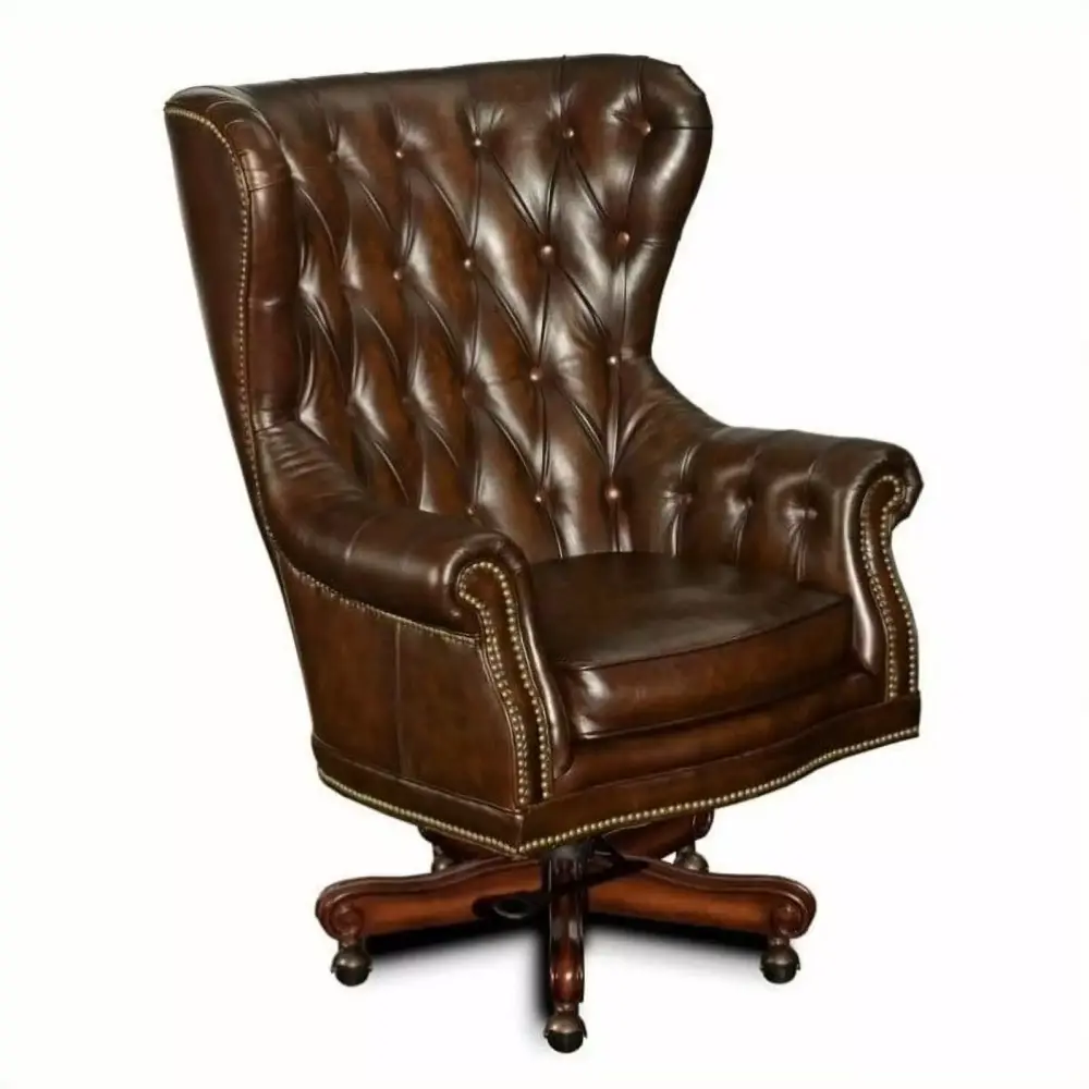 Beaumont Lane 23 Traditional Leather & Wood Office Chair in Mahogany for Classic Office Decor