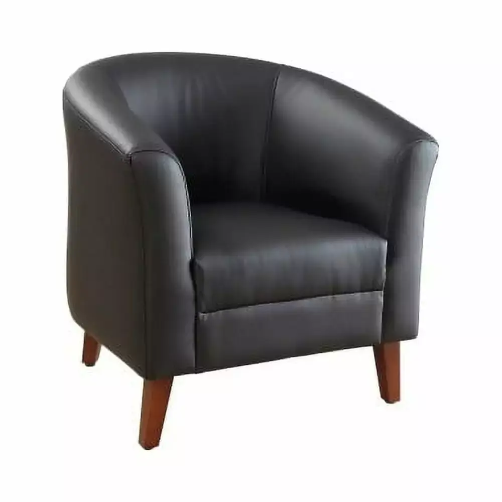 Lorell Leather Club Chair Four-legged Base Black Bonded Leather