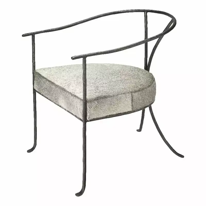 Jamie Young Co Kai Transitional Leather & Iron Chair in Gray/Black - Stylish Dining Chair