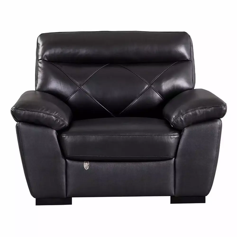 EK081 Black Italian Leather Chair Elegant Modern Dining Room Seating