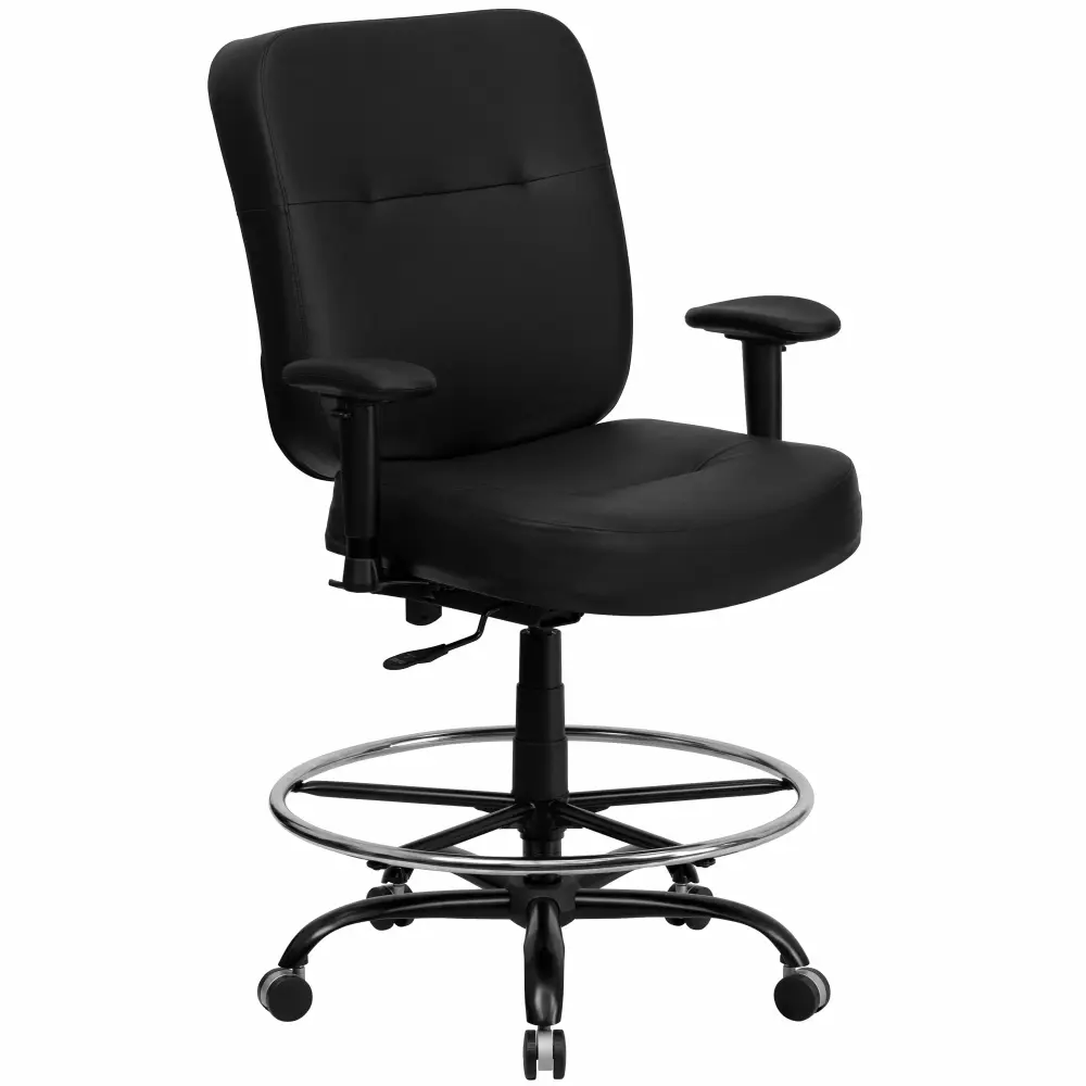 A Line Furniture Tuva Black Leather Big and Tall Adjustable Office Chair with High Back