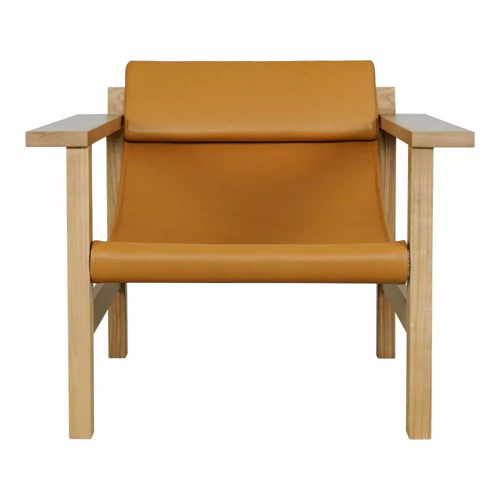 ANNEX Leather Lounge Chair in Hazel Brown - Comfortable Living Room Seating