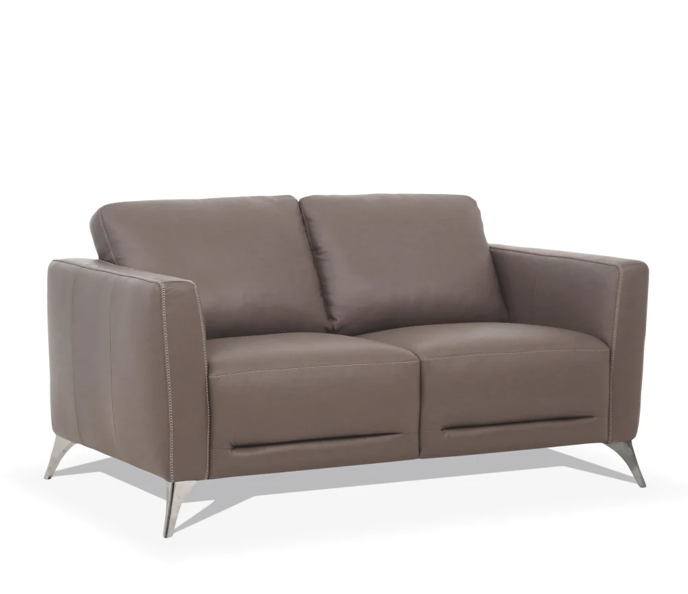 Malaga Taupe Leather Loveseat - Premium Leather Sofa for Living Room