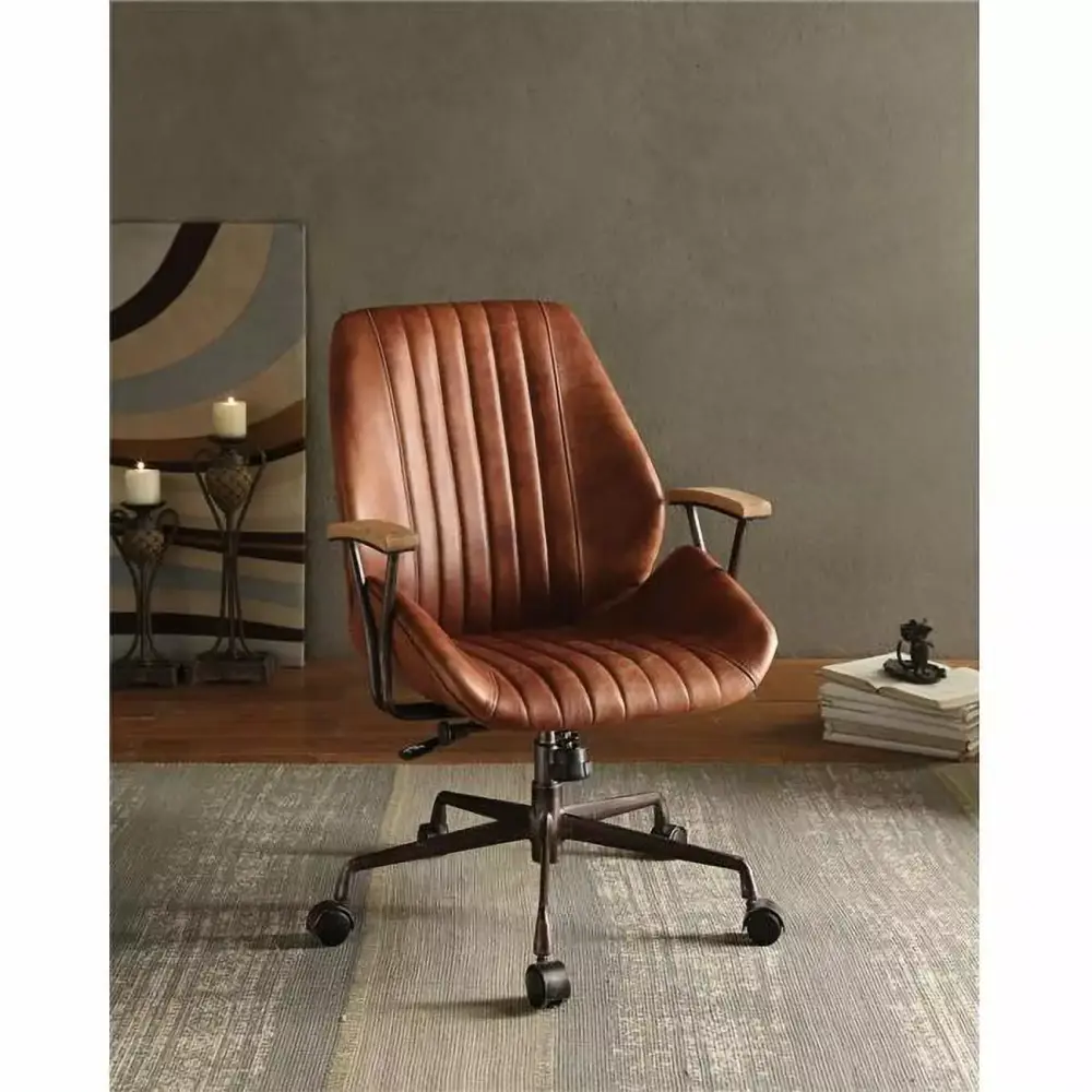 ACME Hamilton Cocoa Top Grain Leather Executive Office Chair 42 x 24 x 28 Inches