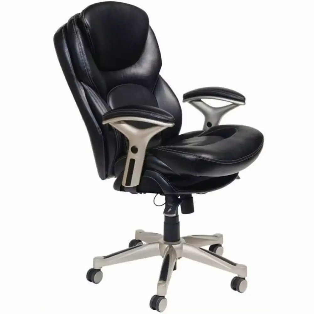 Bowery Hill Black Bonded Leather Office Chair with Ergonomic Design