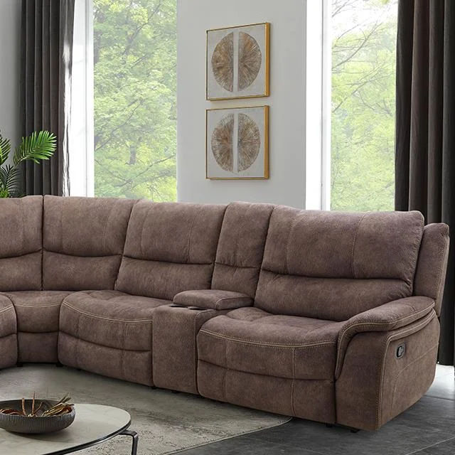 JEROMINUS Sectional Dark Brown Leather Living Room Couch