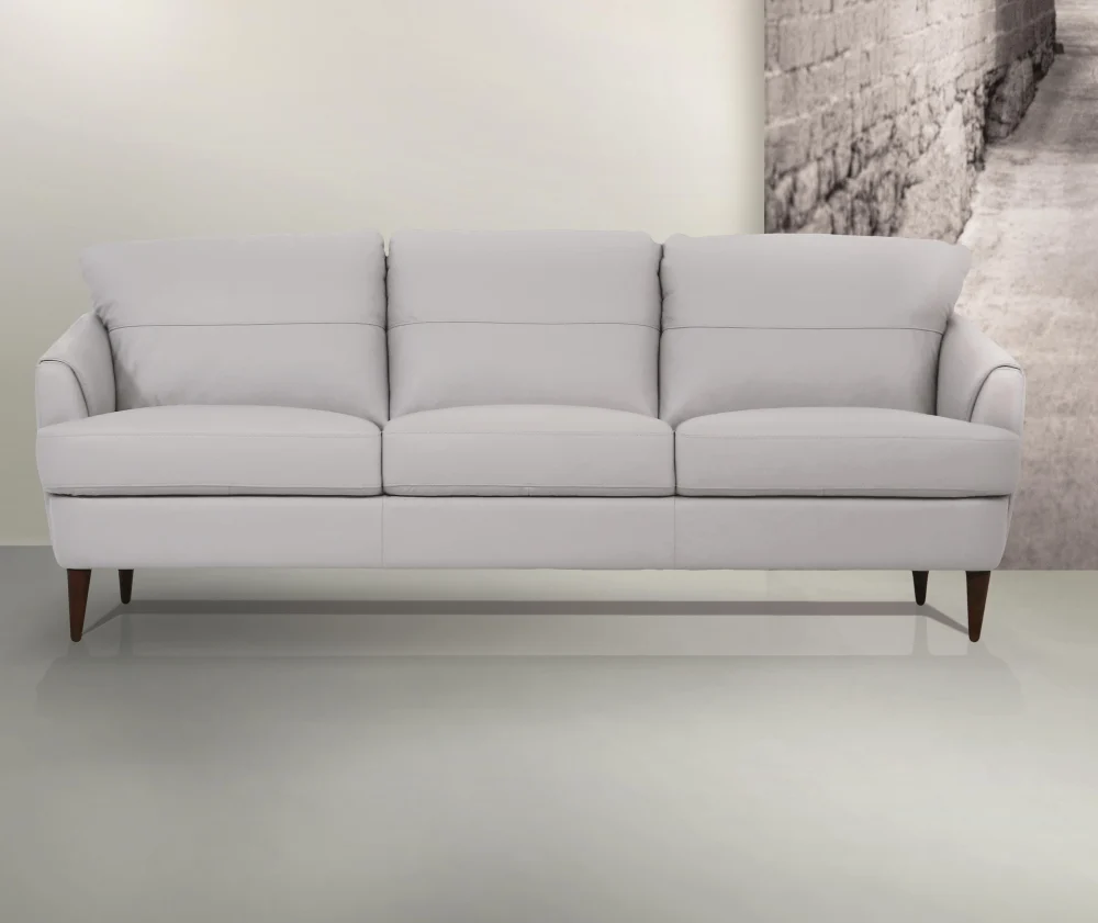 Helena Pearl Gray Leather Sofa - Modern Sofa with Premium Leather and Comfortable Cushions