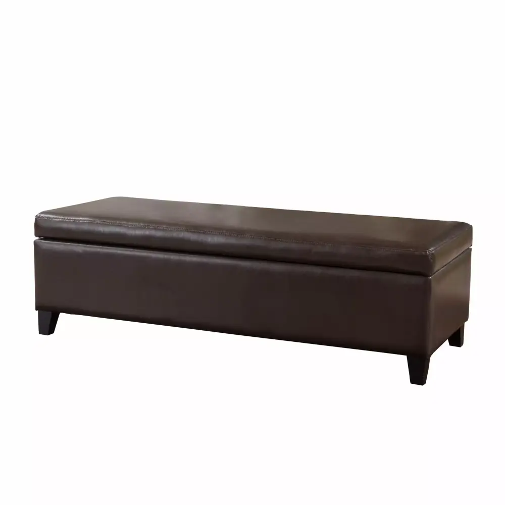 Rosati Bonded Leather Storage Ottoman Bench in Brown
