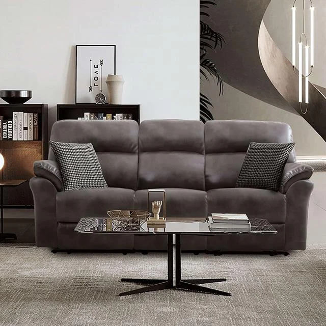 JOSIAS Sofa in Dark Gray Leatherette - Luxurious Leather-Like Sectional