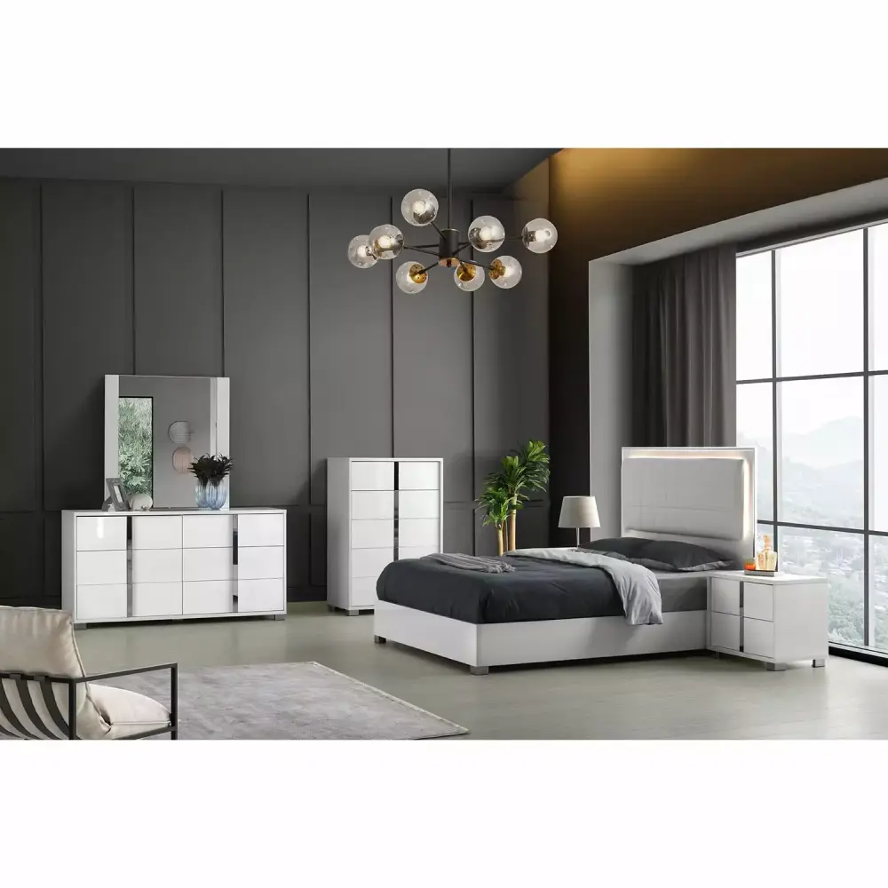 J&M Furniture Giulia Night Stand Left Facing in White Finish