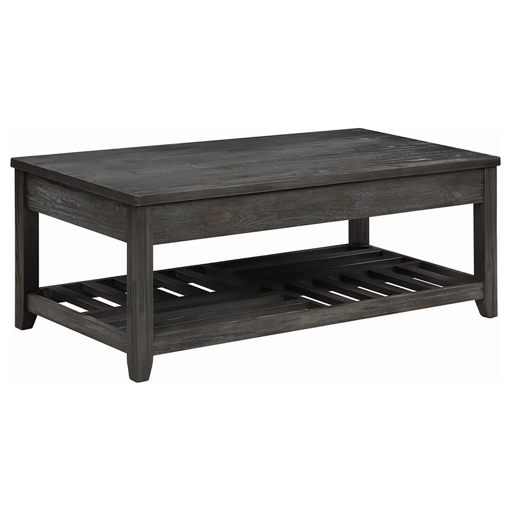 Cliffview Lift Top Coffee Table with Storage Cavities in Grey for Living Room