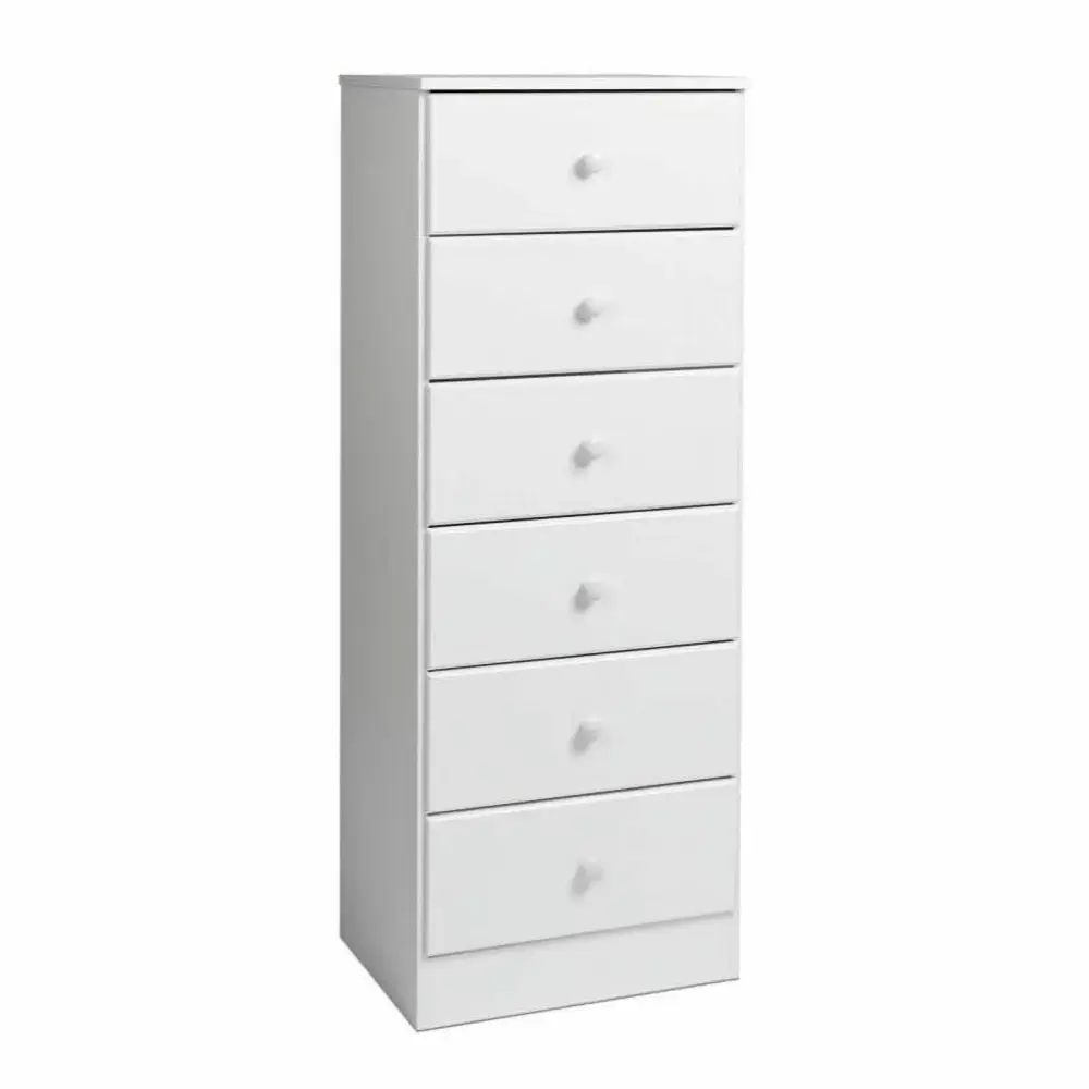 Atlin Designs Traditional 6 Drawer White Wood Lingerie Chest for Bedroom