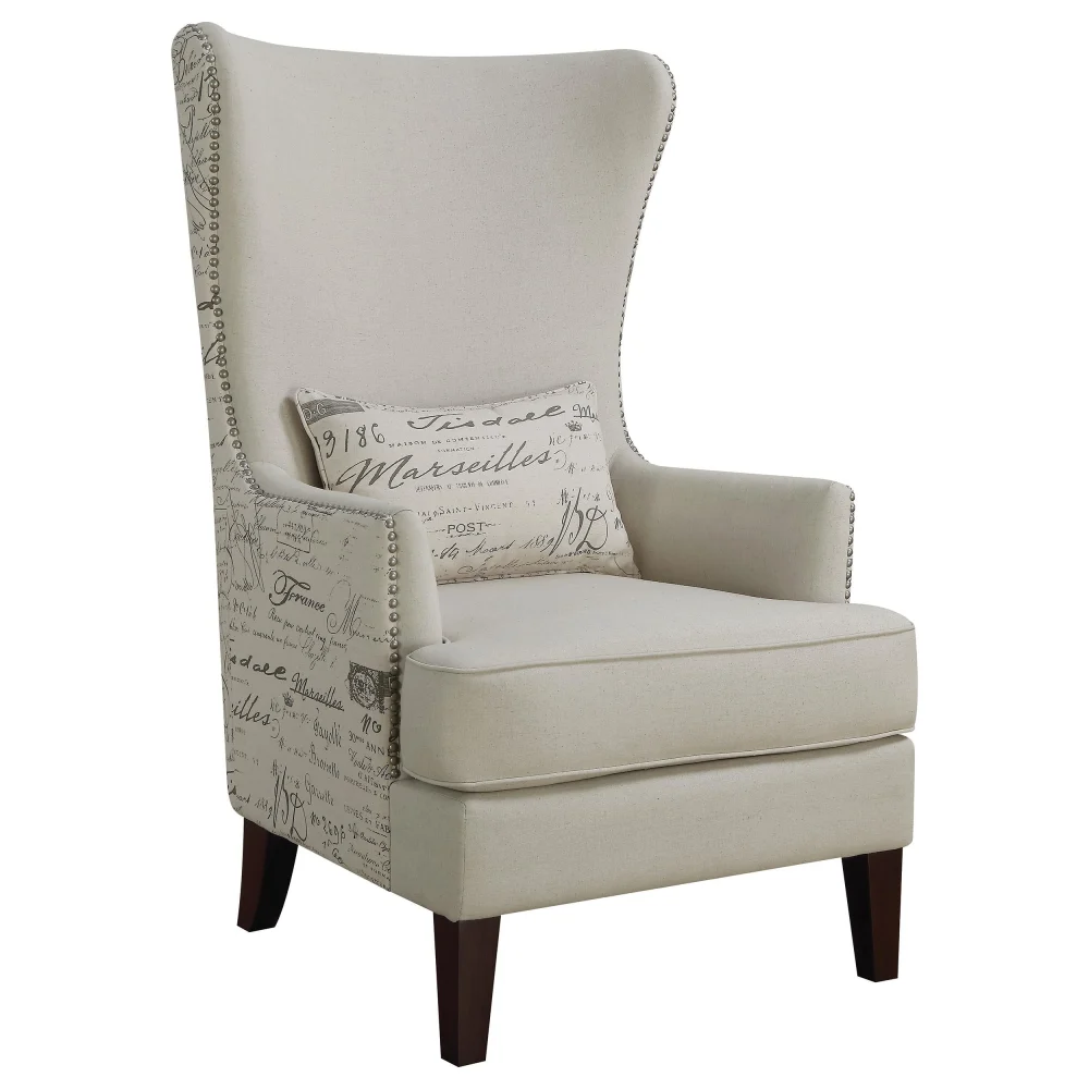 Pippin Curved Arm High Back Accent Chair Cream Comfortable Lounge Chair