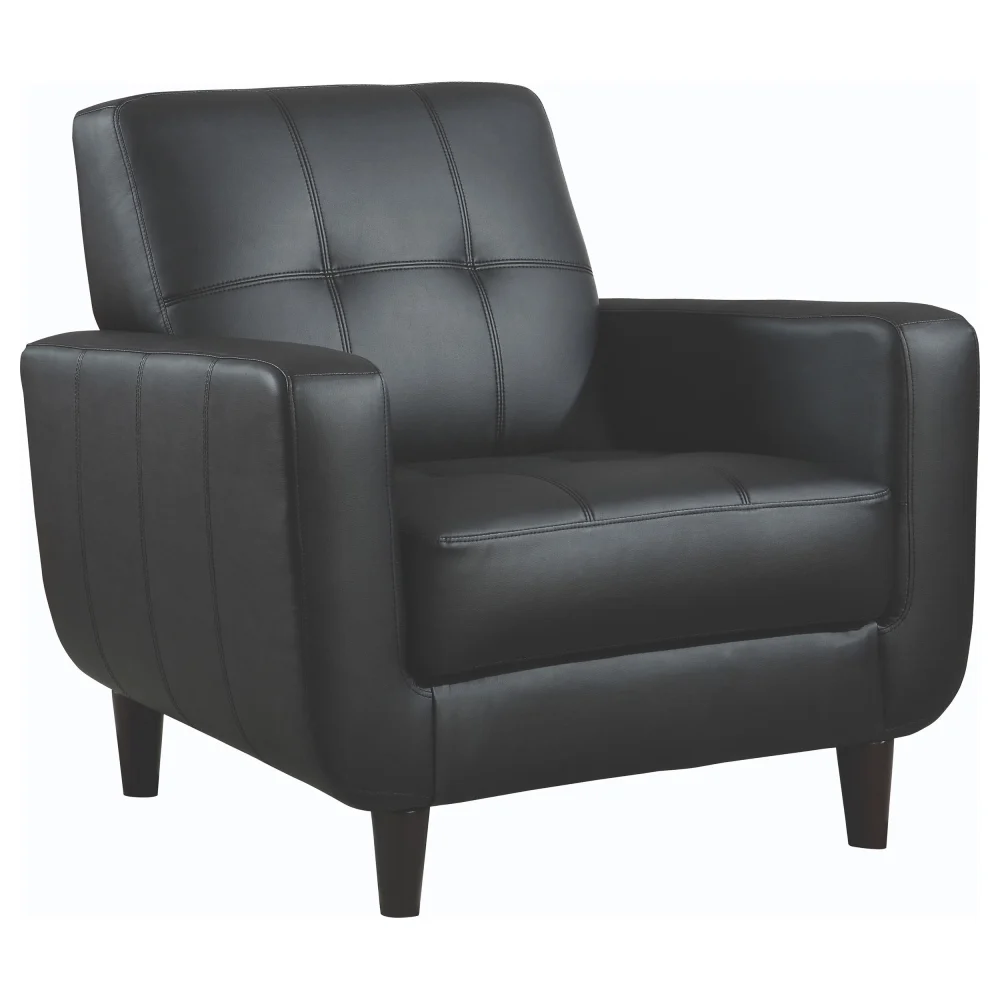 Aaron Padded Seat Accent Chair in Black Upholstery