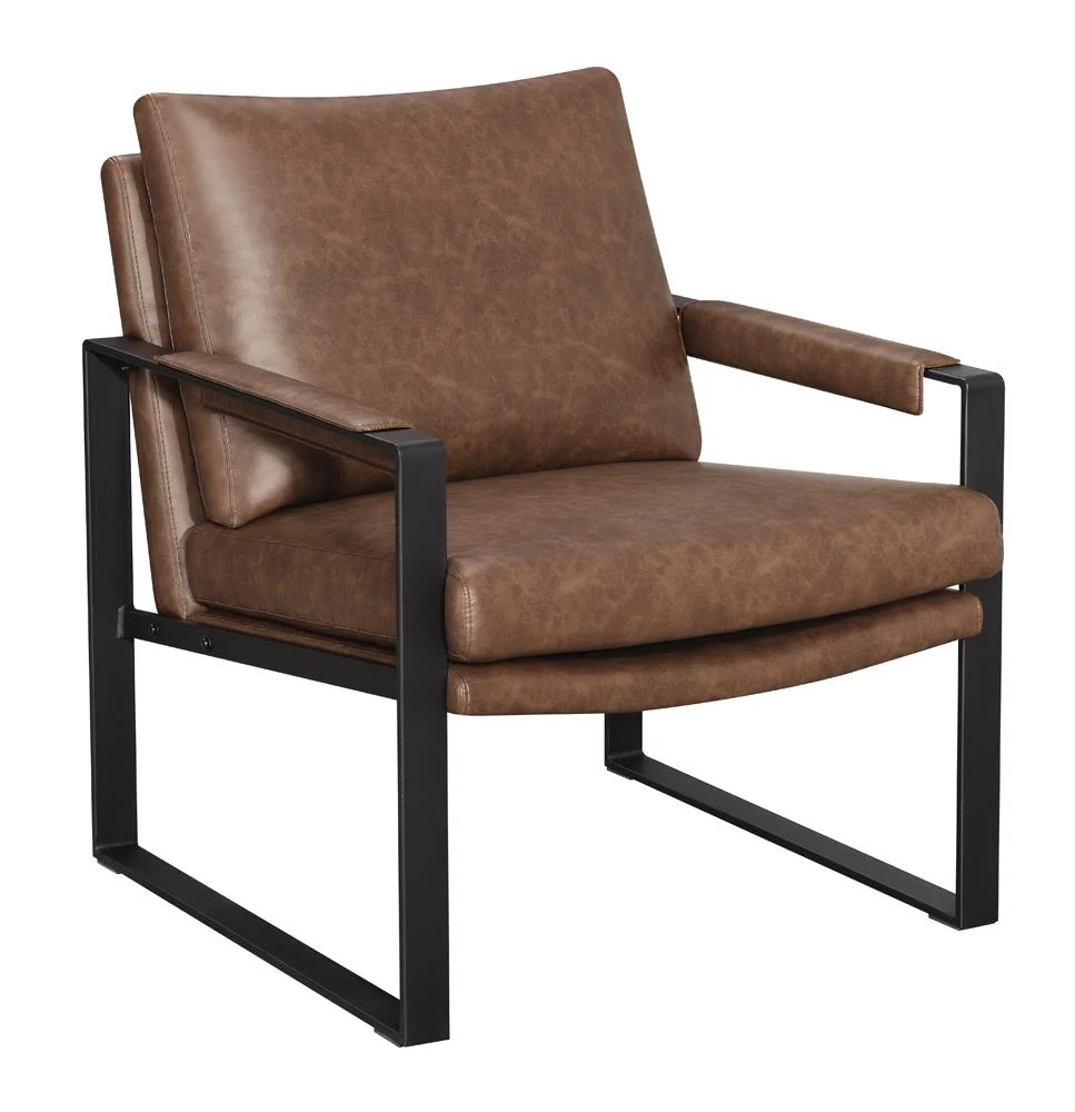 Rosalind Upholstered Accent Chair with Removable Cushion Umber Brown and Gunmetal Lounge Chair