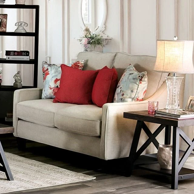 Nadene Ivory Love Seat - Modern Upholstered Accent Chair for Living Room