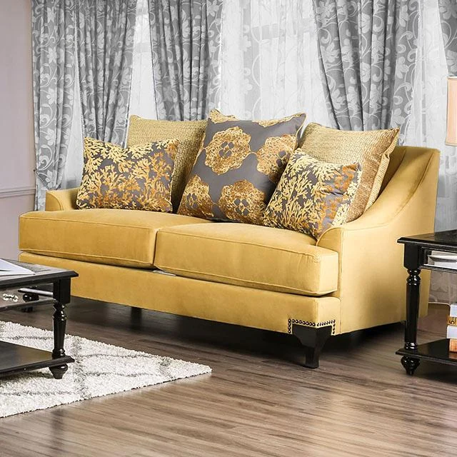 Viscontti Gold Gray Love Seat Modern Two Seater Sofa
