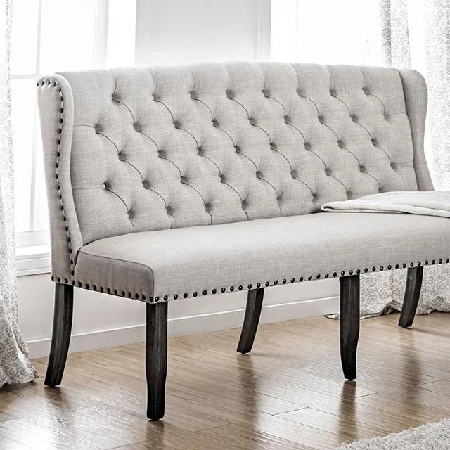 SANIA 3-Seater Loveseat Bench in Ivory - Elegant Living Room Furniture