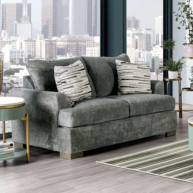 LEYTONSTONE Gray Loveseat - Compact Two-Seater Sofa for Small Spaces