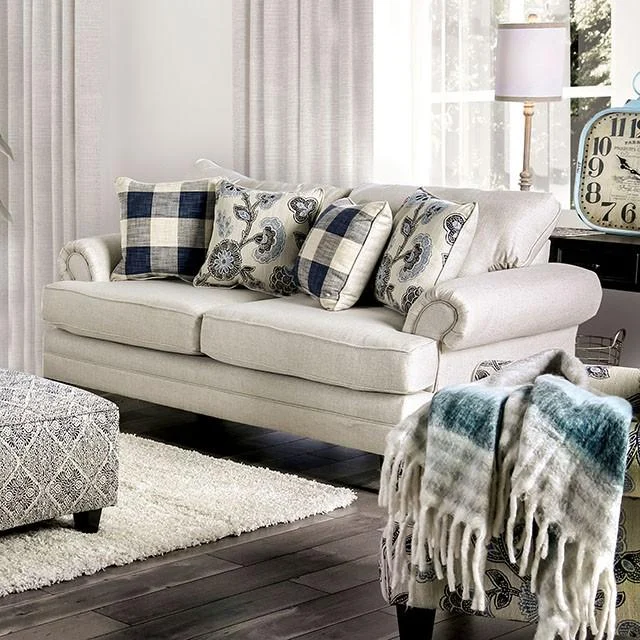 Nash Ivory Love Seat Modern Upholstered Sofa