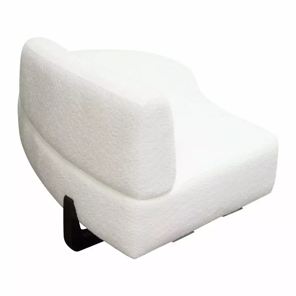 Vesper Curved Armless Right Chaise in Faux White Shearling with Black Wood Leg Base by Diamond Sofa