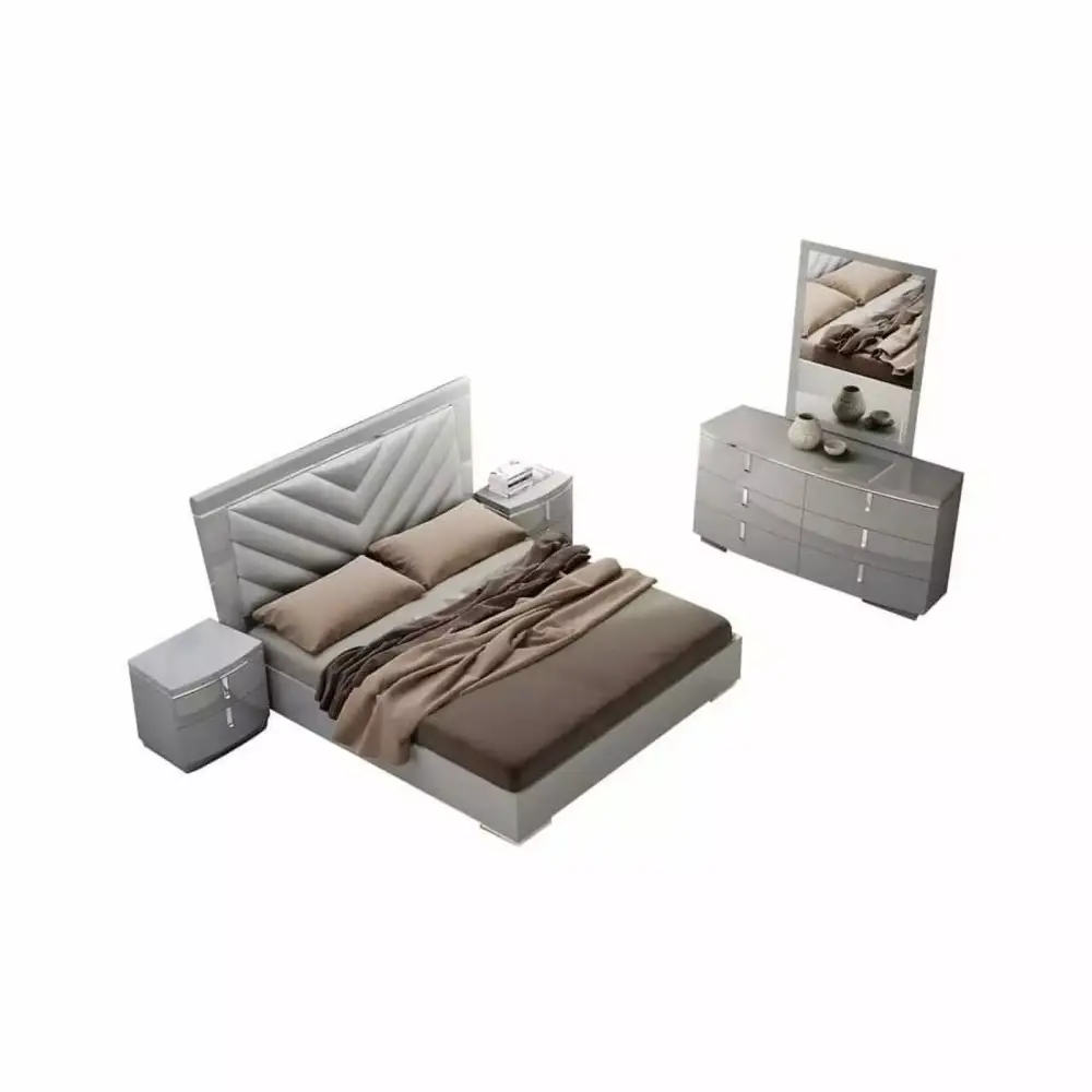 New York Luxury 5-Piece Gray Queen Size Bedroom Set