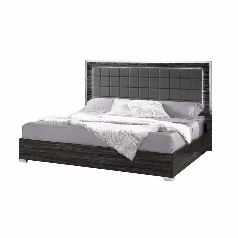 Alice Luxury 3-Piece Gloss Gray King Size Bedroom Set