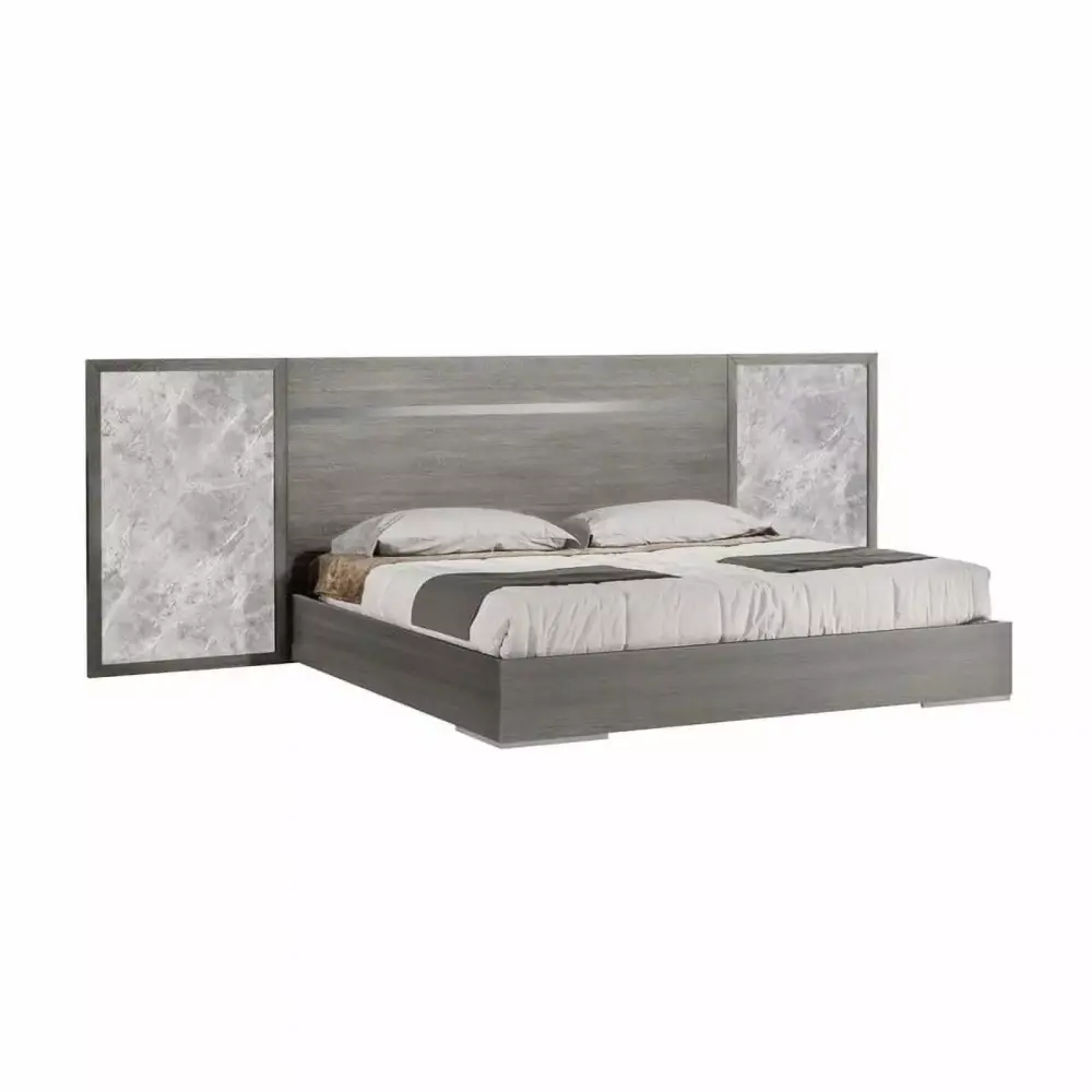 Victoria Luxury 3-Piece Light Grey Oak Veneer King Bedroom Set