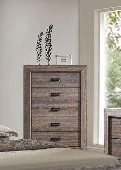 Acme Lyndon 5-Drawer Chest in Weathered Gray Grain - 26026 - Storage Chest for Bedroom