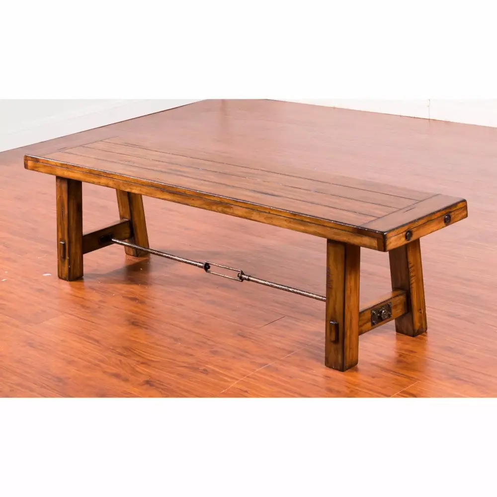 Sunny Designs Tuscany 18 Distressed Mahogany Wood Bench in Medium Brown