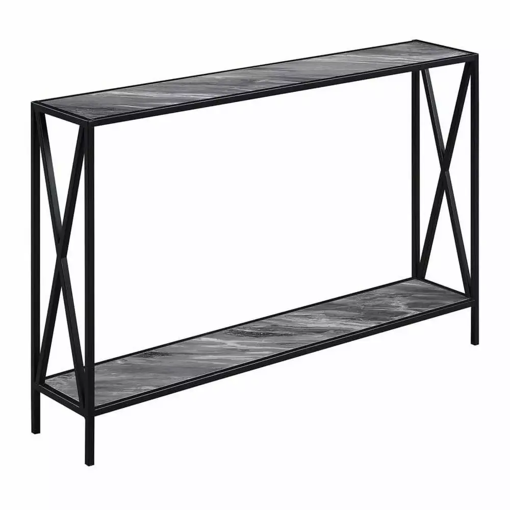 Pemberly Row Modern Faux Gray Marble Wood Finish Console Table Contemporary Living Room Furniture