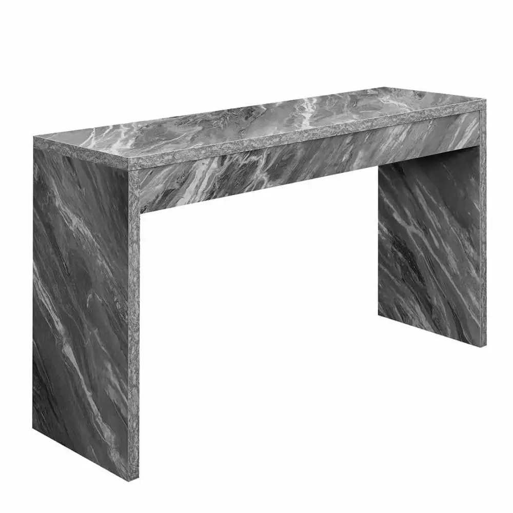 Pemberly Row Gray Faux Marble Console Table Desk Hall Table for Modern Living Spaces