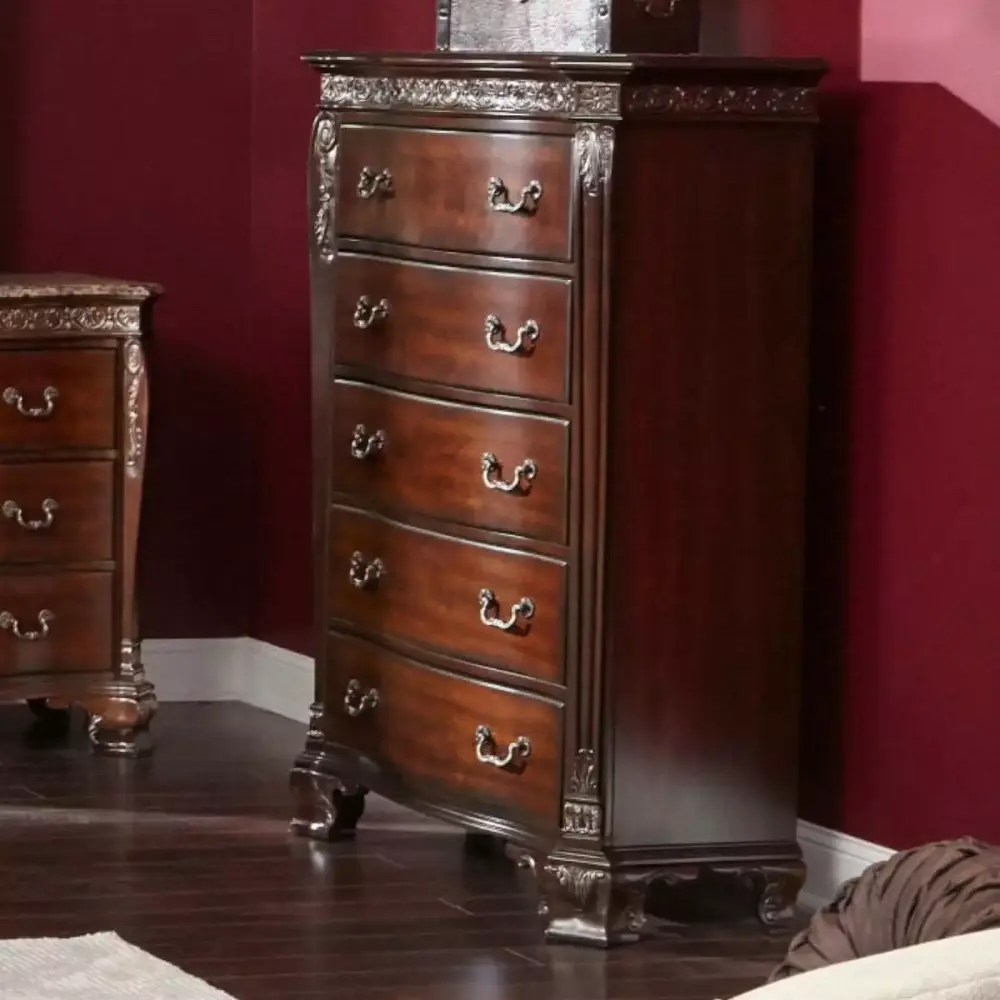 Picket Houtilize Victoria Marble Top Chest for Elegant Bedroom Decor