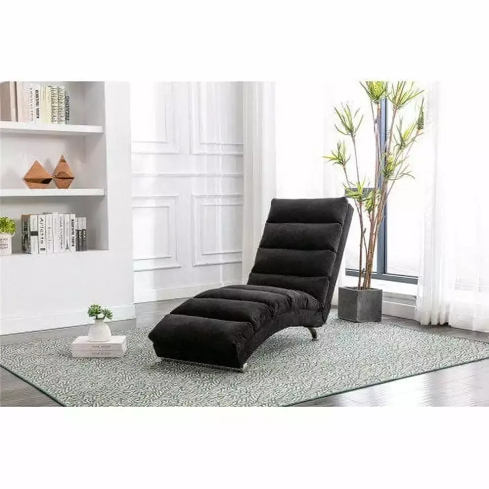 Electric Massage Chaise Lounge Chair Upholstered Modern Recliner for Bedroom Living Room Office Black