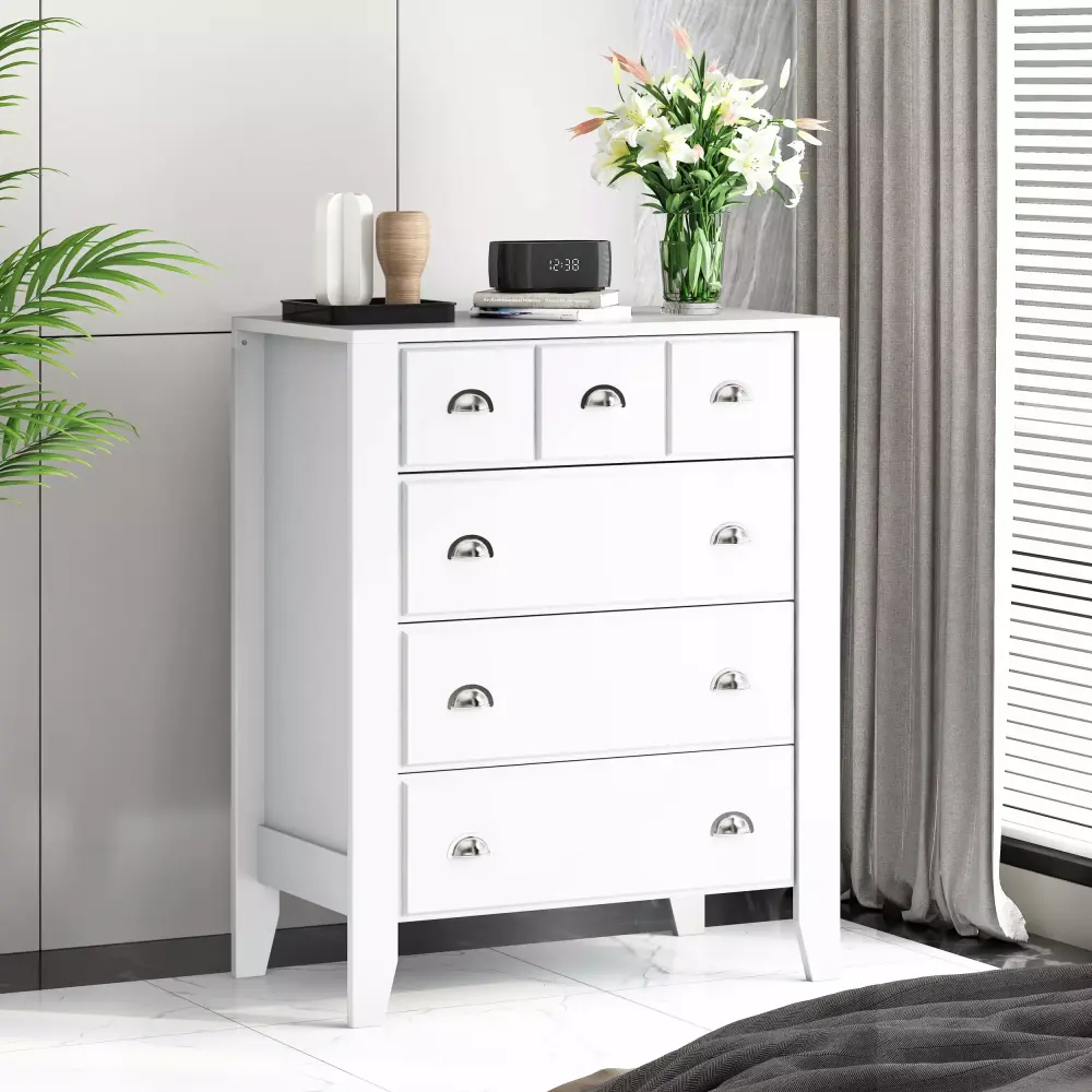 Chest of Drawer White MDF Modern Bedroom Storage Solution