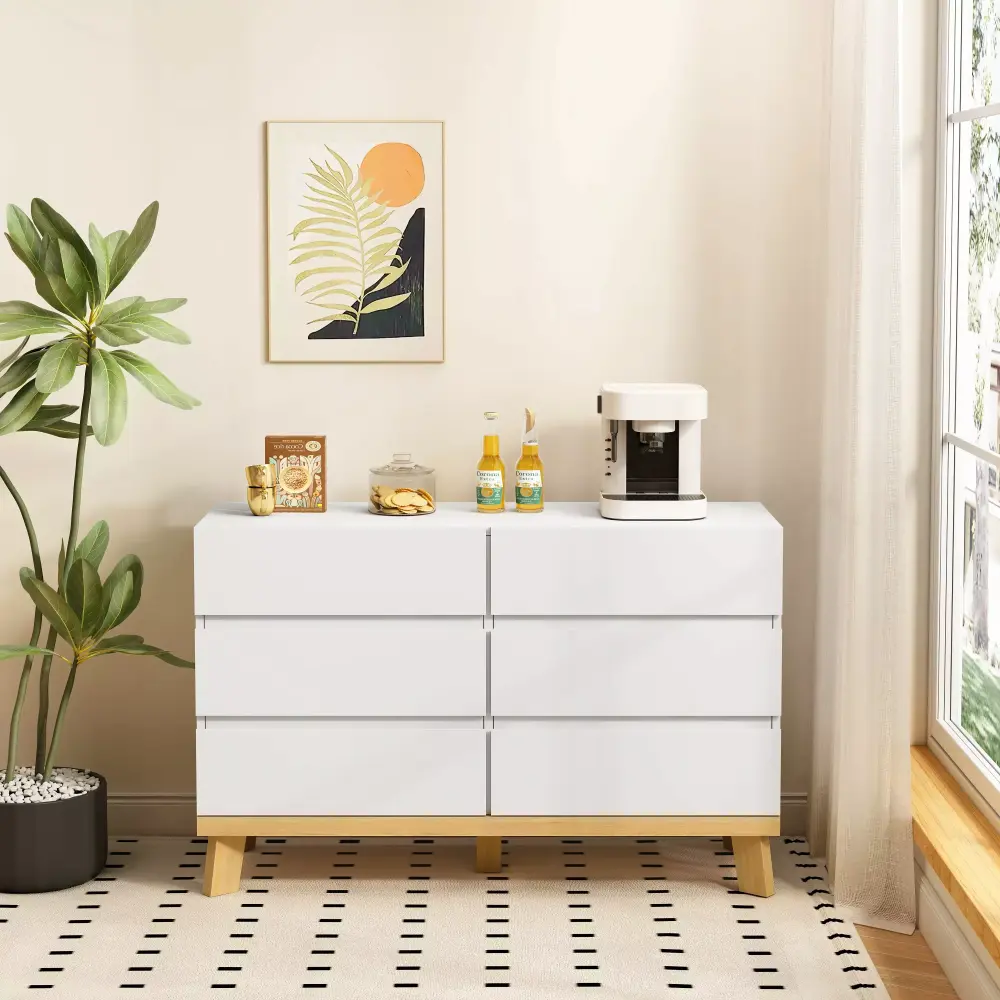 47.246-Drawer MDF Storage Cabinet in White - Versatile Furniture for Multiple Rooms
