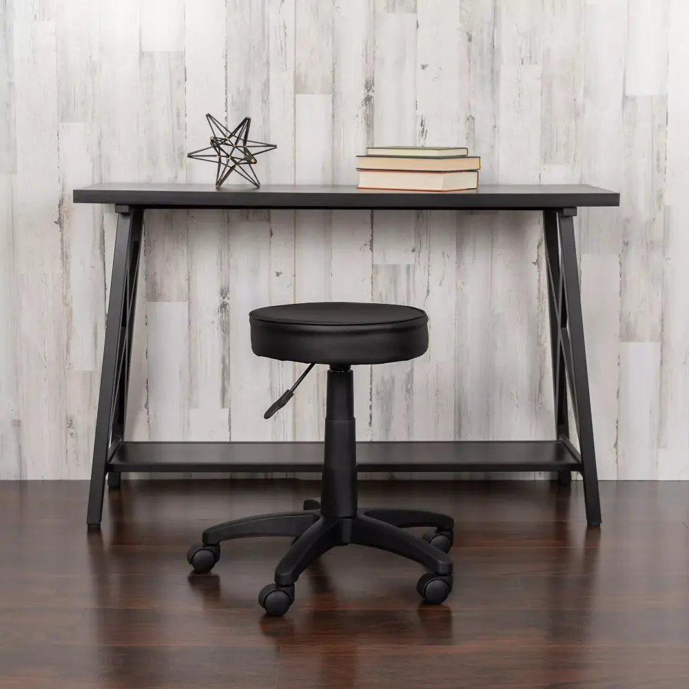 Emma + Oliver Black Adjustable Doctors Stool with Ergonomic Molded Seat