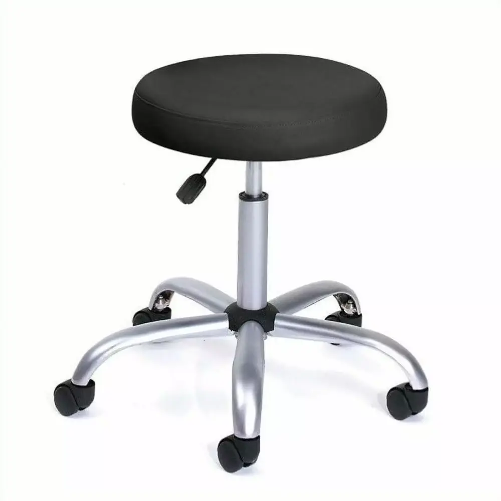Pemberly Row 20.5 Vinyl Easy Movement Caressoft Doctor's Stool in Black