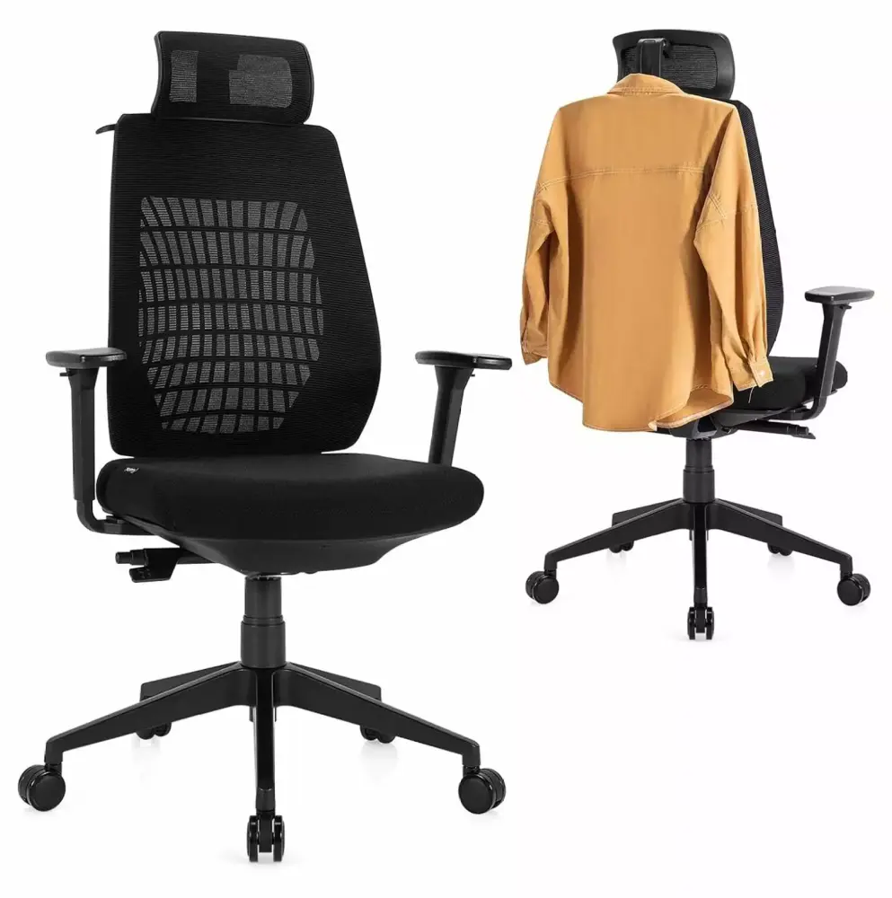 ZJINJIN Ergonomic Mesh Office Chair - High Back Executive Computer Desk Chair with 3D Adjustable Armrests and Headrest - Reclining Swivel Chair with Clothes Hanger