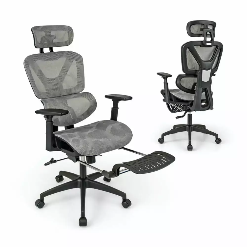 Kepooman Drafting Chair with Tilting Backrest and Retractable Footrest for Office