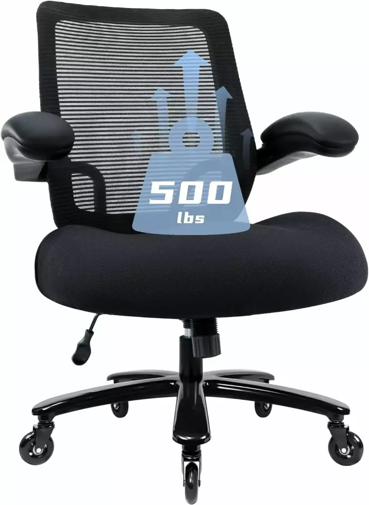 500lbs Big and Tall Office Chair Heavy Duty Mesh Ergonomic Desk Chair with Flip-Up Armrests