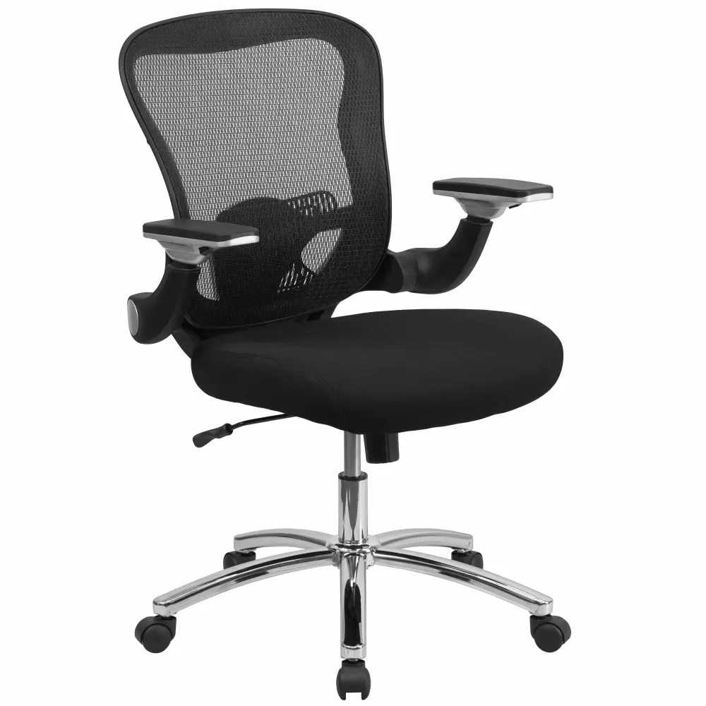 Emma + Oliver Mid-Back Black Mesh Swivel Ergonomic Office Chair with Flip-Up Arms