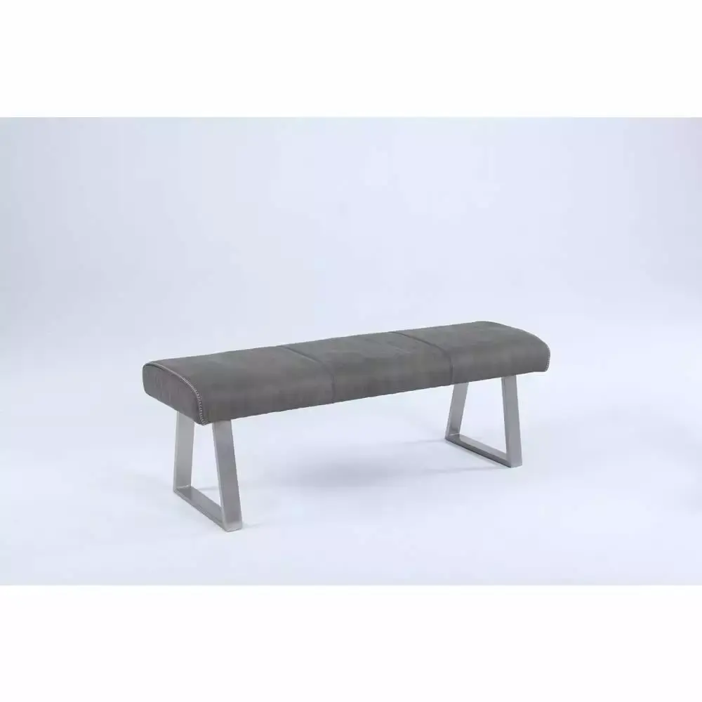 Chintaly Imports Kalinda Brushed Stainless Steel Bench Chair - Modern Industrial Design