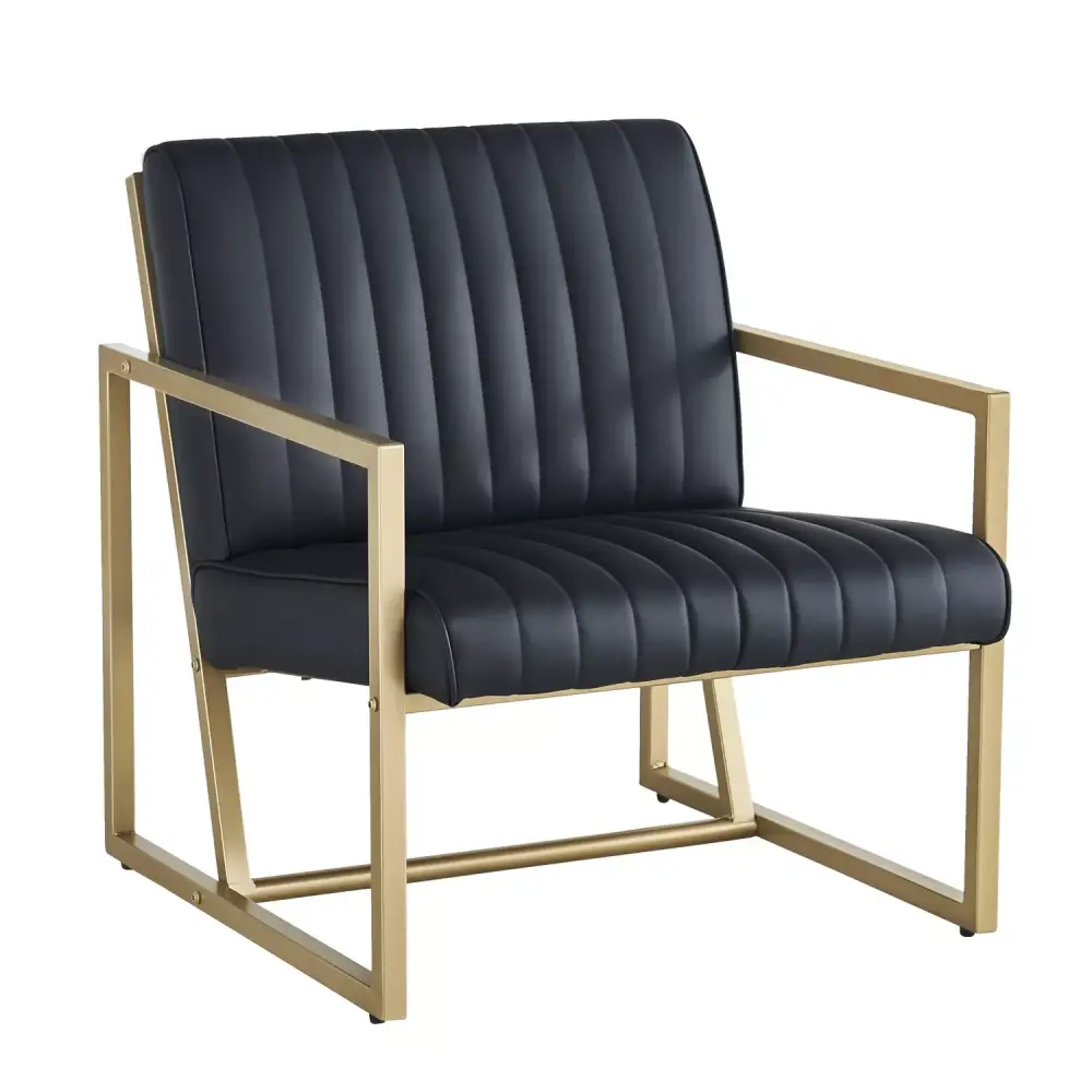 Modern Design High Standard PU Black Steel Armchair for Kitchen Dining Bedroom Living Room